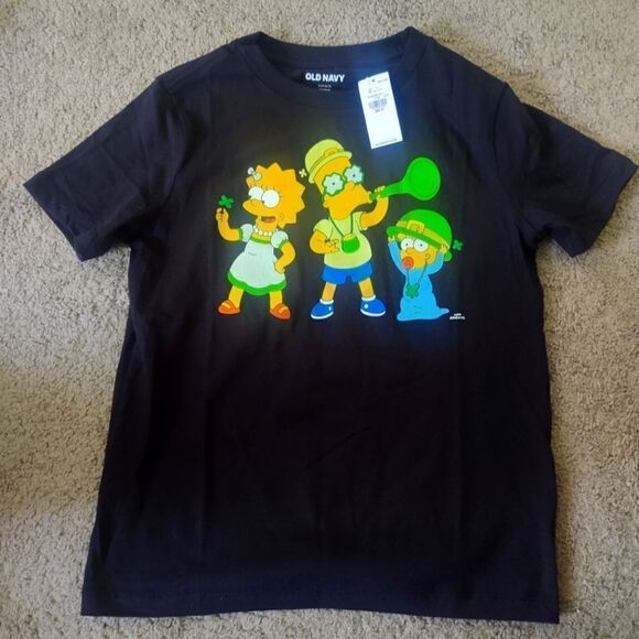 The Simpsons St Patrick's Day Youth Black Graphic T-shirt Size Small BRAND NEW - Picture 1 of 4